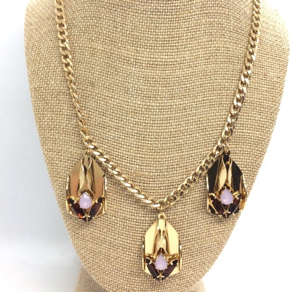 3/$30 JEWELMINT ART DECO STYLE GOLD STATEMENT NECKLACE OPAL RHINESTONE CHAIN - Picture 5 of 17